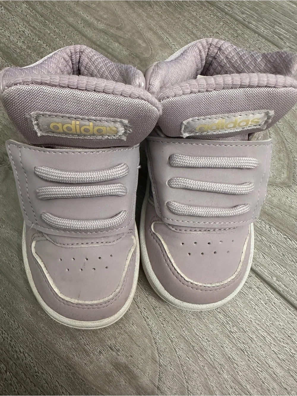 Adidas Toddler Girls Lavender and Gray/Silver High-Top Sneakers 5.5K